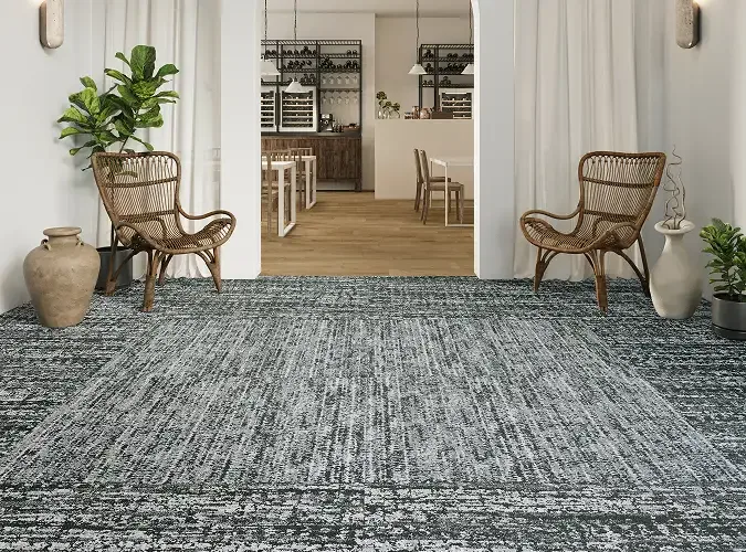 Milliken Ignited Earth flooring in a seating area